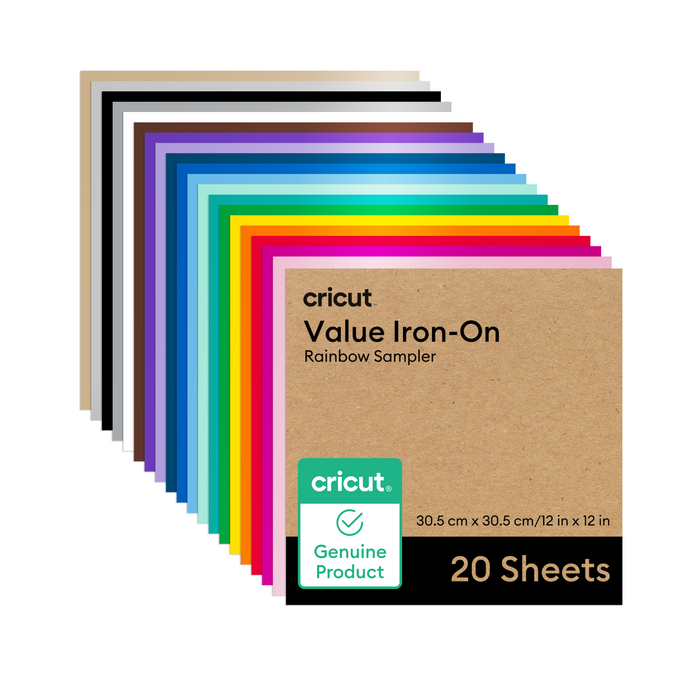 Cricut Value Iron-On, Rainbow Sampler - 12 in x 12 in 20 ct