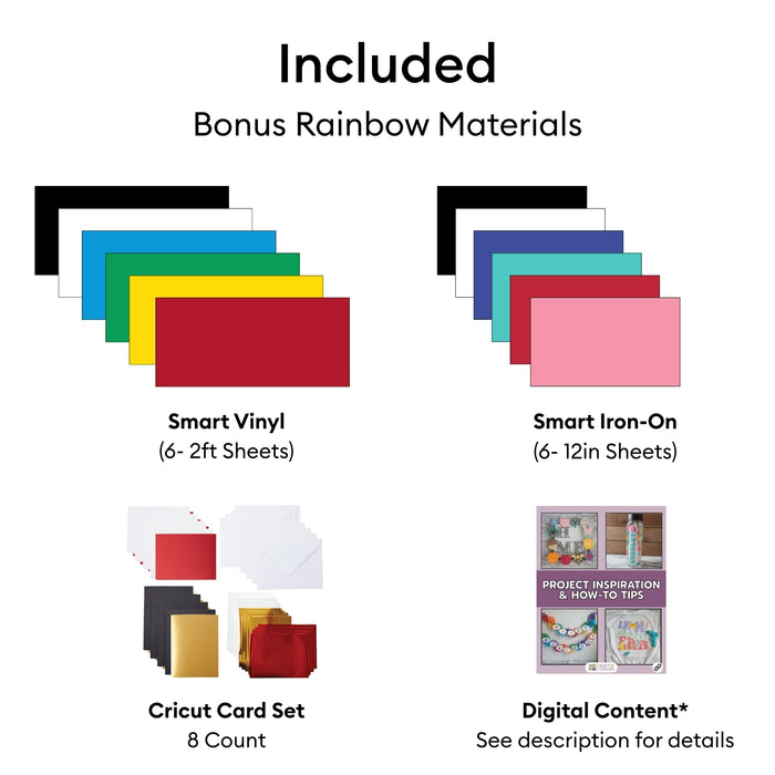 Cricut Explore 5 Card Making & Vinyl Bundle with Smart Vinyl, Smart Iron-On Samplers & Card Kit | Cricut Machine for Cards, Decals & Crafts