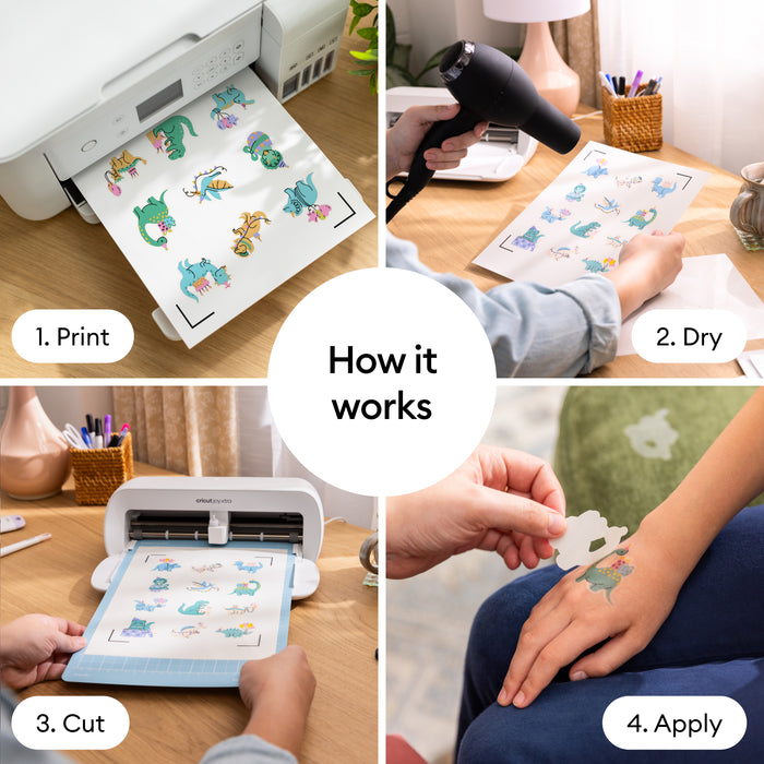 Cricut 8.5 in x 11 in Printable Temporary Tattoo Sheets 8 Count