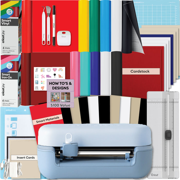 Cricut Joy 2 Rainbow Essential Bundle - Compact Smart Cutting Machine with Smart Vinyl, Smart Iron On, Cardstock, Insert Cards and Printable Vinyl