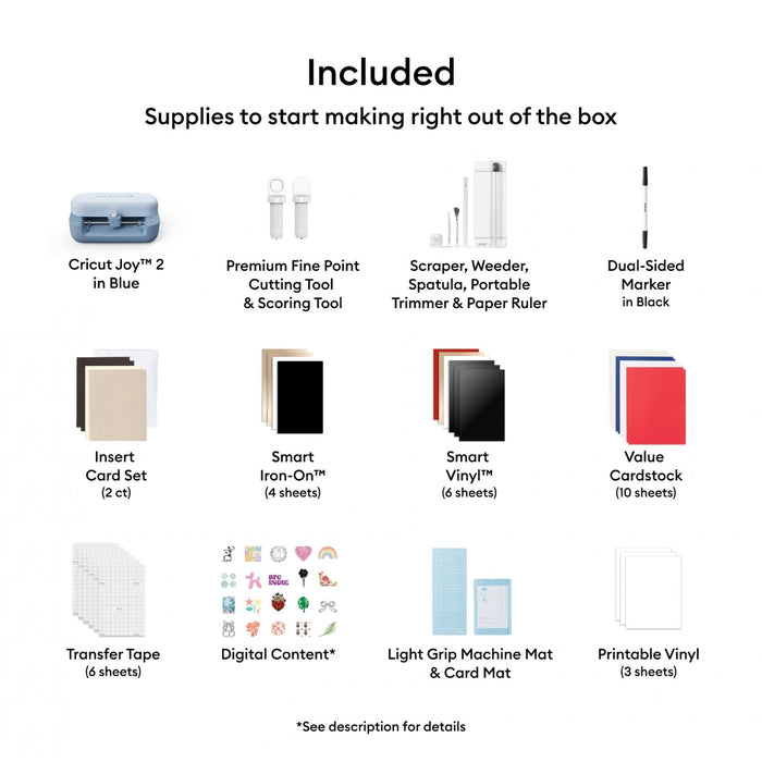 Cricut Joy 2 Essentials Bundle with Rainbow Smart Vinyl & Iron-On | Compact Cutting Machine for Labels, Cards & Personalized Gifts