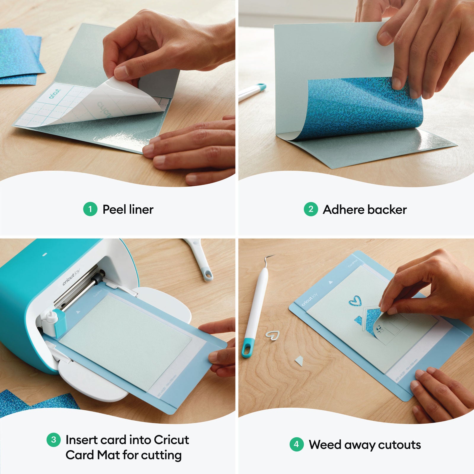 Cricut Joy Cutaway Cards Spring Rain Double Pack with Glitter Gel Pen Set
