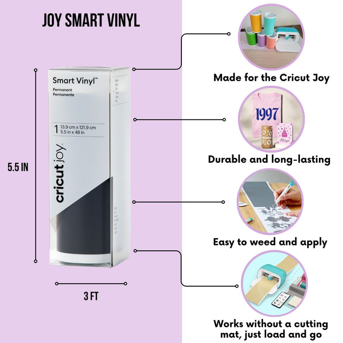 Cricut Joy Smart Adhesive Vinyl Rolls Bundle - 5 Rainbow Vinyl Packs