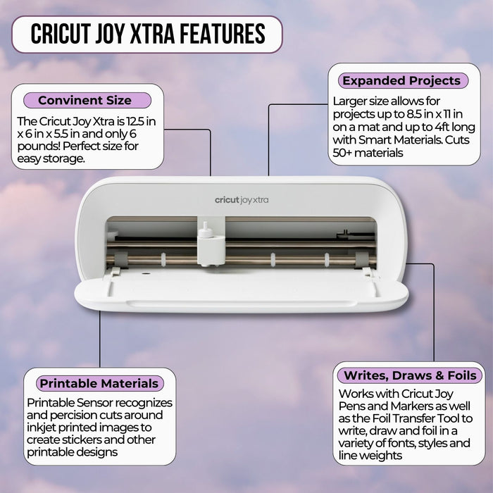 Cricut Joy Xtra Machine with Printable Sticker Paper and Vinyl Bundle