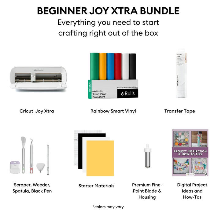 Cricut Joy Xtra Bundle with Rainbow Smart Vinyl, Transfer Tape & Tools | Sticker, Label & Vinyl Cutting Machine