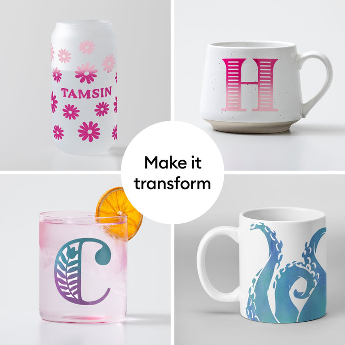 Cricut Temperature-Activated, Color-Changing Vinyl Permanent, Rainbow Sampler - 12 in x 12 in Sheets 5 ct