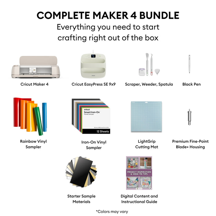 Cricut Maker 4 Cutting Machine with EasyPress 3 Heat Press and Materials Bundle
