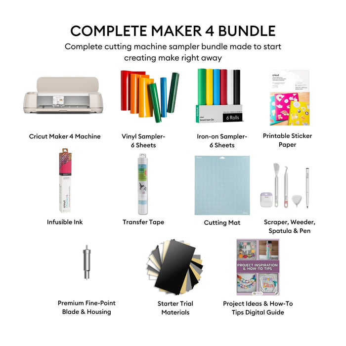 Cricut Maker 4 Ultimate Sticker Making Bundle | Smart Cutting Machine for Printable Stickers, Labels & Decals