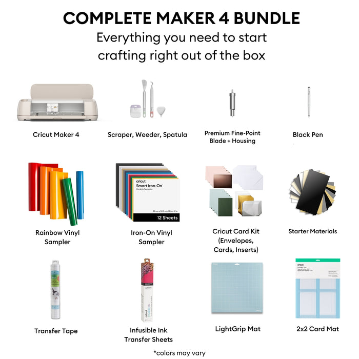 Cricut Maker 4 Ultimate Card Making Bundle with Cards Vinyl & Iron-On | DIY Greeting Card & Paper Craft Machine Sampler Kit