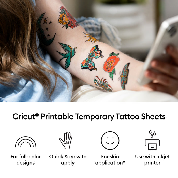 Cricut 8.5 in x 11 in Printable Temporary Tattoo Sheets 8 Count