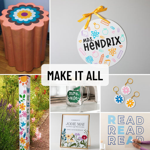 Cricut Smart Vinyl 12" x 3' Rainbow Adhesive Vinyl Roll 6 Count