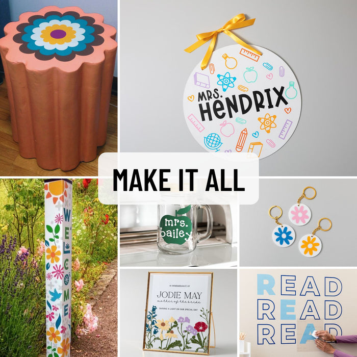 Cricut Smart Vinyl 12" x 3' Rainbow Adhesive Vinyl Rolls Bundle, 6 Count