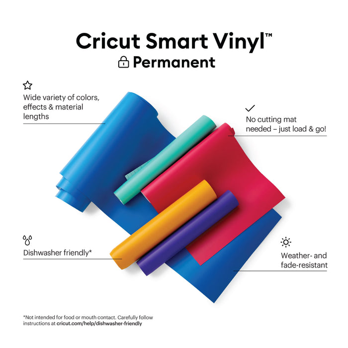 Cricut Smart Vinyl Matless Permanent Vinyl, Variety Sampler - 13 in x 24 in (6 ct), Assorted