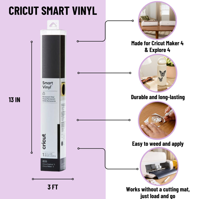 Cricut Maker 4 Bundle with Rainbow Smart Vinyl & Tools | Vinyl Cutting Machine for Decals, Labels, Classroom Signs & DIY Crafts