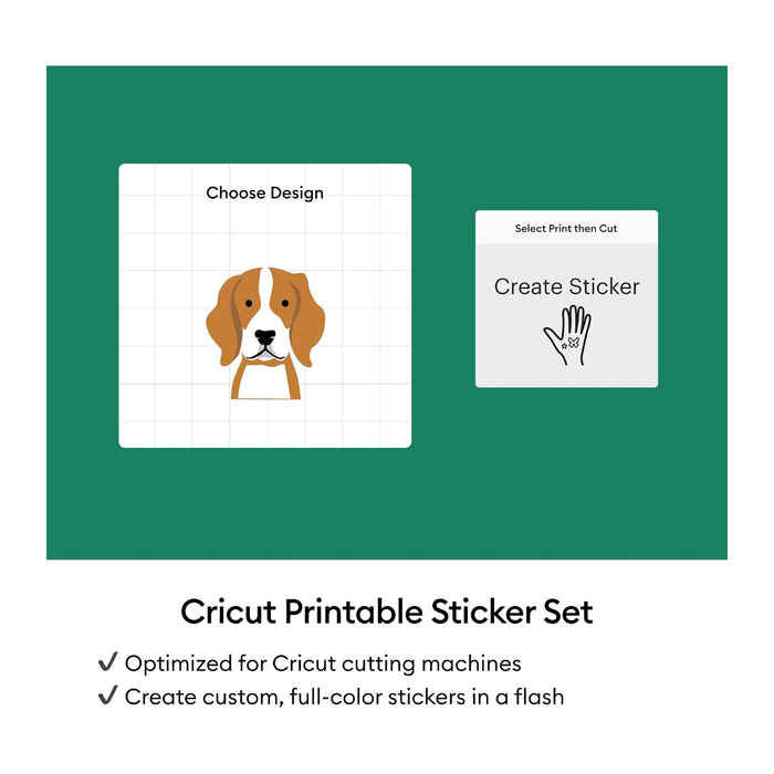 Cricut Printable Waterproof Sticker Set - 8.5 in x 11 in 20 ct , White