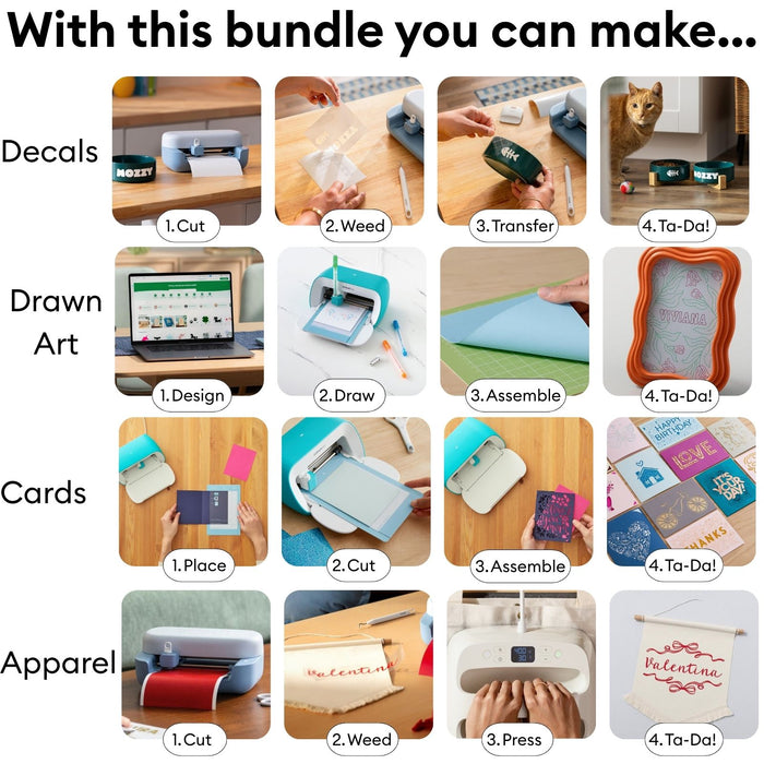 Cricut Joy Ultimate Starter Kit | 55+ Piece All-in-One Materials & Accessories Bundle with Vinyl, Iron-On & Card Making Supplies