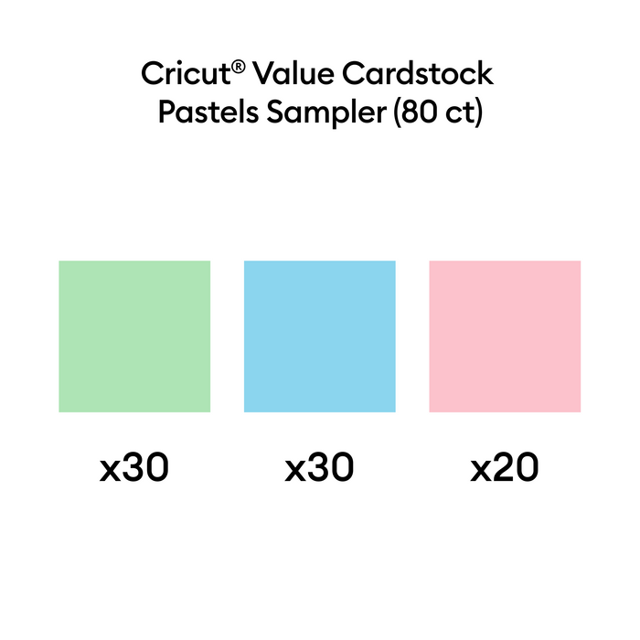 Cricut Value Cardstock, Pastels Sampler - 8.5 in x 11 in 80 ct