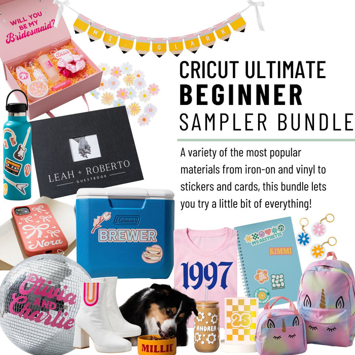 Cricut Joy Xtra Ultimate Starter Kit | 115+ Piece Materials & Accessories Bundle with Vinyl, HTV, Sticker Paper, Cards & Tools