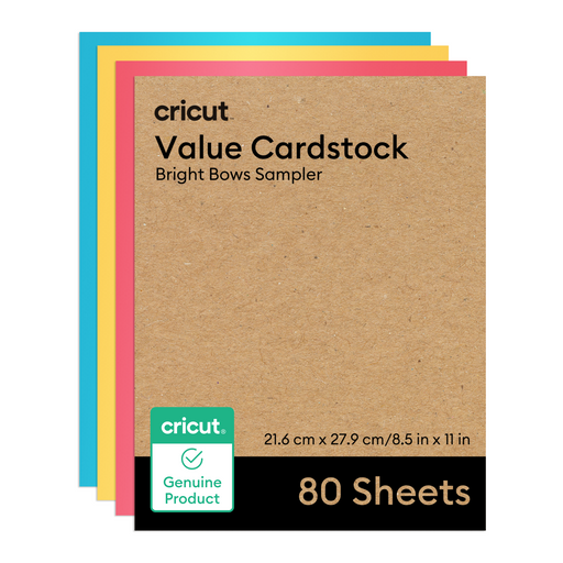 Cricut Value Card Stock, Bright Bows Sampler, 8.5 in x 11 in, 80 Sheets, 80 Count