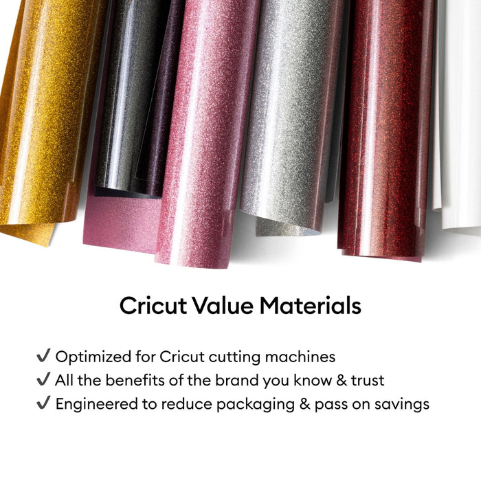 Cricut Glitter Iron-On Craft Vinyl Sheets, 10 x 12 in, Multicolor, 6 Count