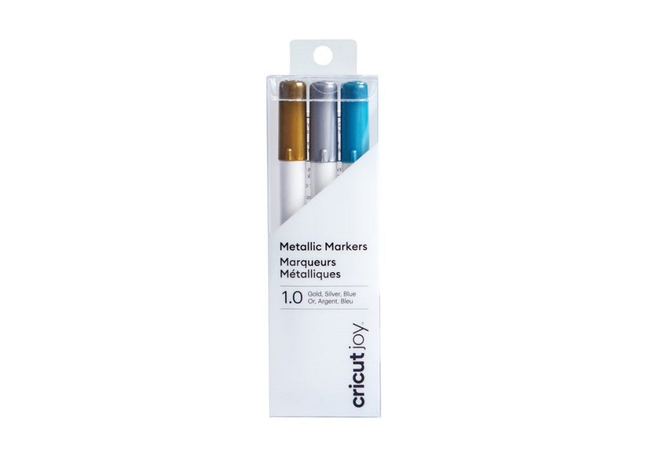 Cricut Joy Metallic Markers, 1.0 (3) Gold, Silver, Blue - Damaged Package