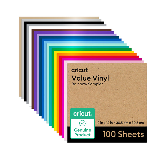 Cricut Value Vinyl Sheets, Rainbow Sampler, 12"x12", 100ct