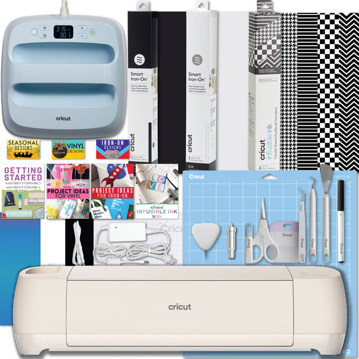 Cricut Explore 4 Cutting Machine and Easy Press 3 Combo with Heat Transfer Materials Bundle