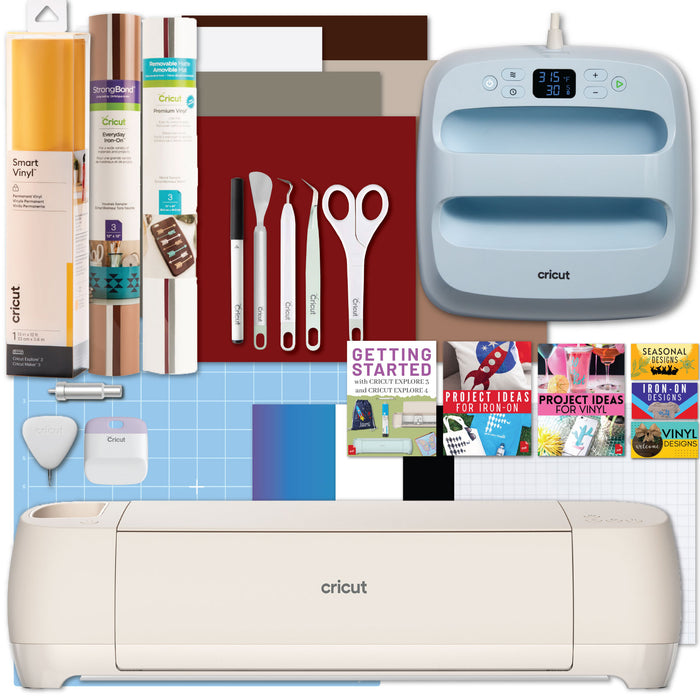 Cricut Explore 4 Die-Cutting Machine with Easy Press 3 Heat Press and Iron-On Sheets Bundle