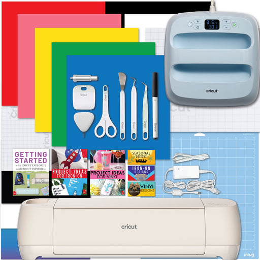 Cricut Explore 4 Cutting Machine with Easy Press 3 and Iron-On Sheets Bundle