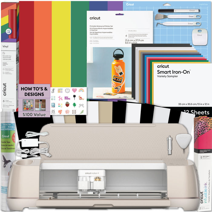 Cricut Maker 4 Ultimate Sticker Making Bundle | Smart Cutting Machine for Printable Stickers, Labels & Decals