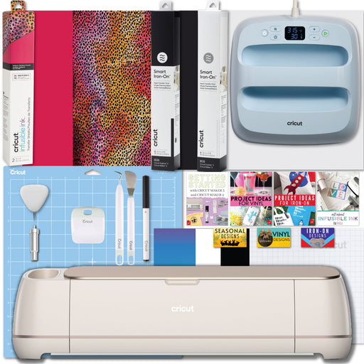 Cricut Maker 4 Cutting Machine and Easy Press 3 Machine with HTV Materials Bundle