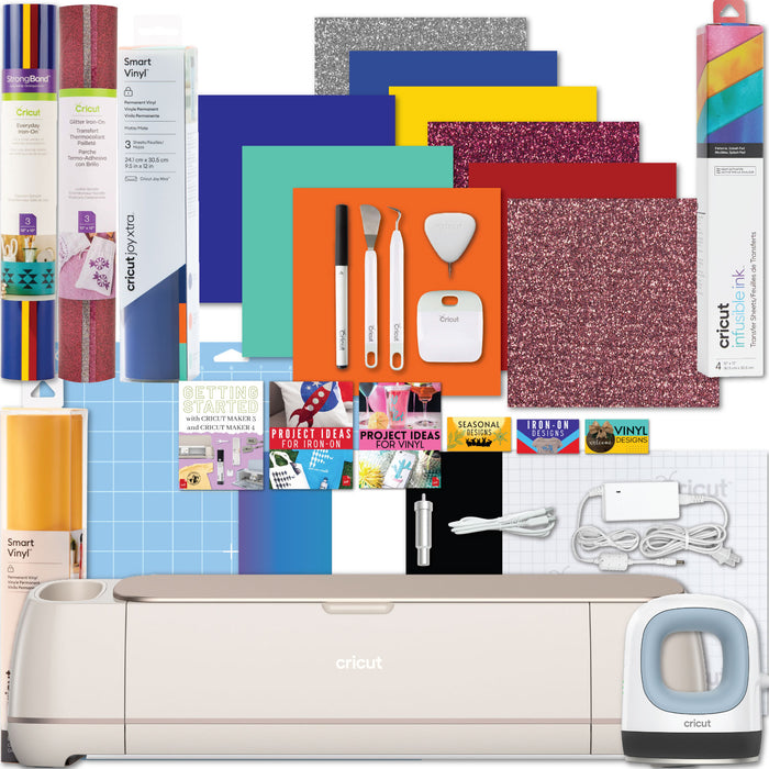 Cricut Maker 4 Cutting Machine with Mini Heat Press with Heat Transfer Vinyl Combo Bundle