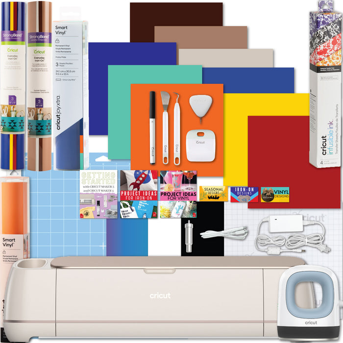 Cricut Maker 4 Cutting Machine with Mini Heat Press with Heat Transfer Vinyl Combo Bundle