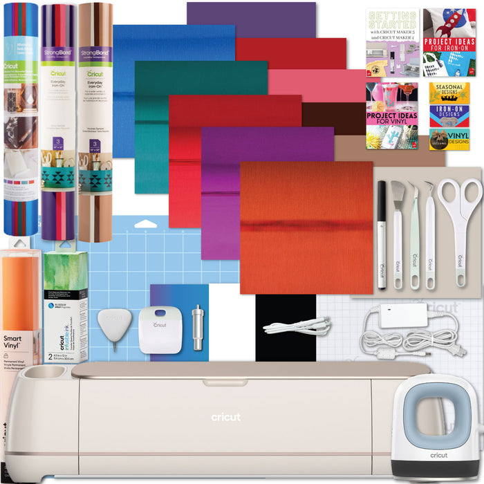 Cricut Maker 4 Cutting Machine with Mini Heat Press with Heat Transfer Vinyl Combo Bundle