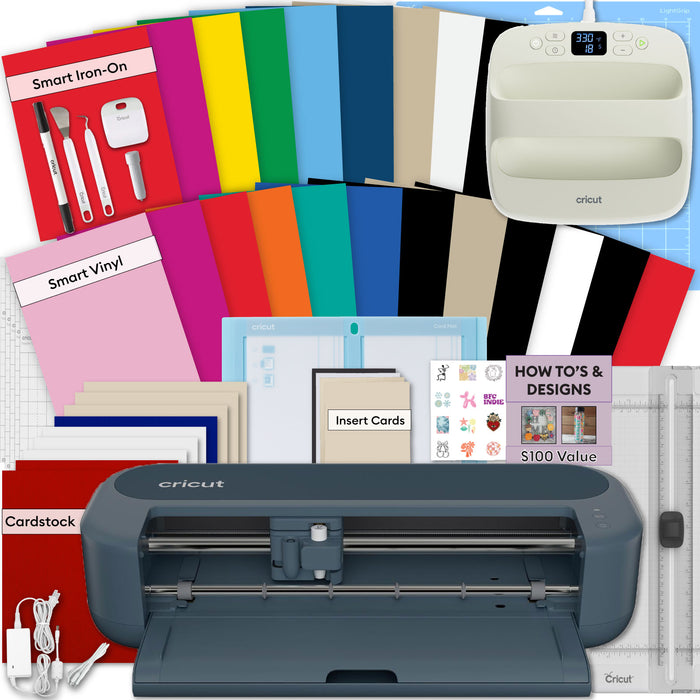 Cricut Maker 5 Machine with EasyPress + Vinyl & Iron-On Bundle for Decals & Shirts