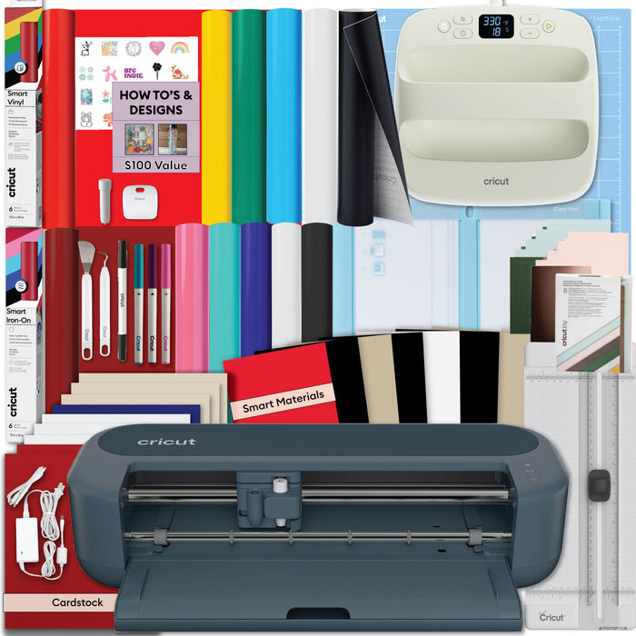 Cricut Maker 5 & EasyPress + Rainbow Sampler Bundle with Vinyl, Iron-On & Cards