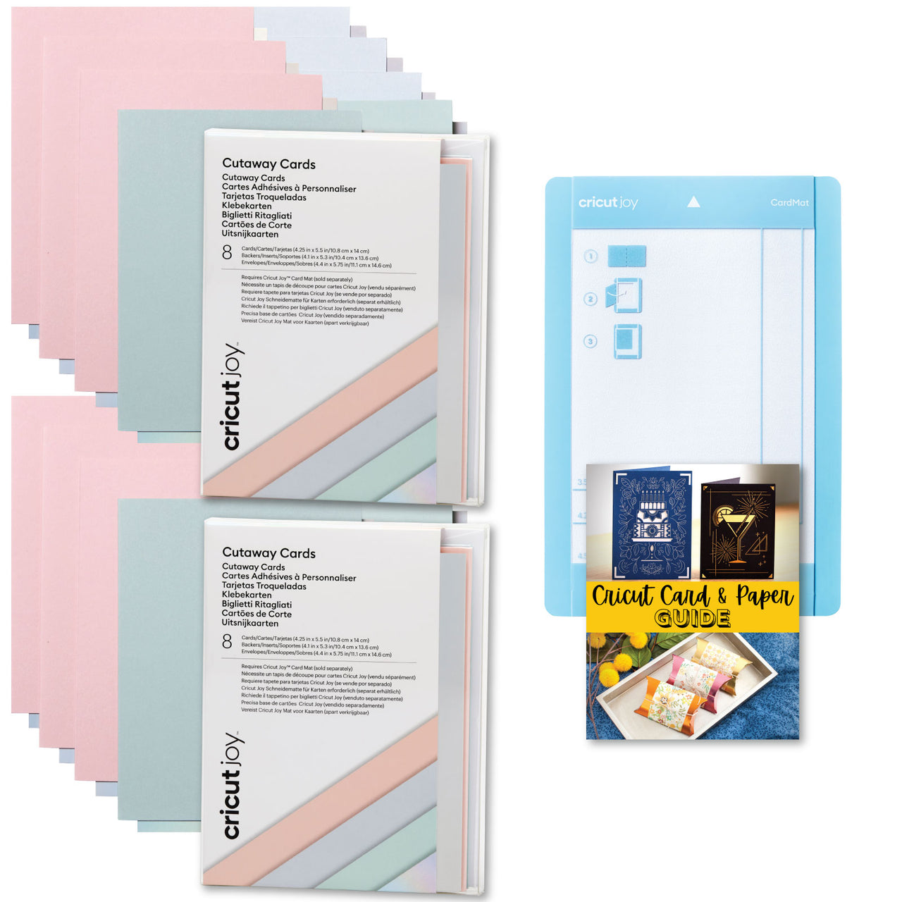 Cricut Joy Cutaway Cards Pastels Double Sampler Pack with Cricut Joy Card Mat Bundle