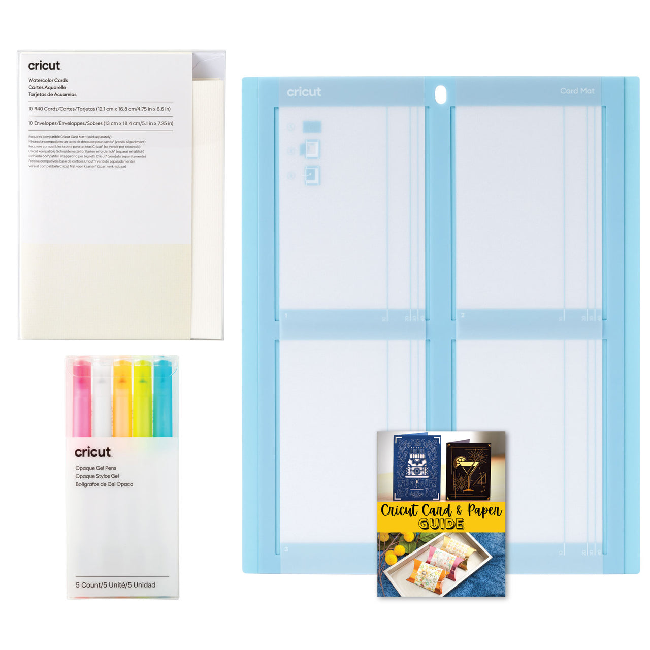 Cricut R40 Watercolor Cards with Rainbow Watercolor Markers and 2x2 Card Mat Bundle