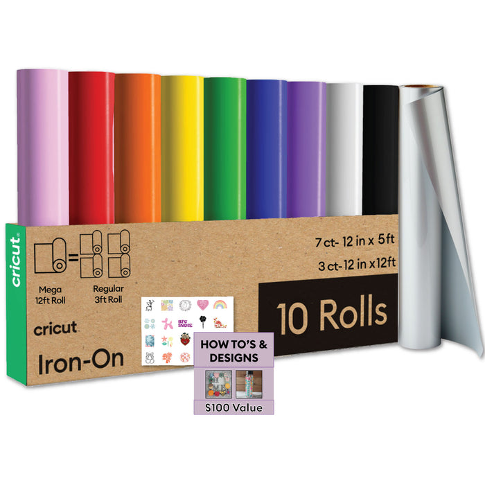 Cricut Premium Iron-On Rainbow HTV Bundle | Bulk Heat Transfer Vinyl Rolls for Shirts, Crafts & Gifts