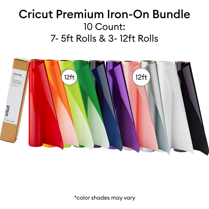 Cricut Premium Iron-On Rainbow HTV Bundle | Bulk Heat Transfer Vinyl Rolls for Shirts, Crafts & Gifts