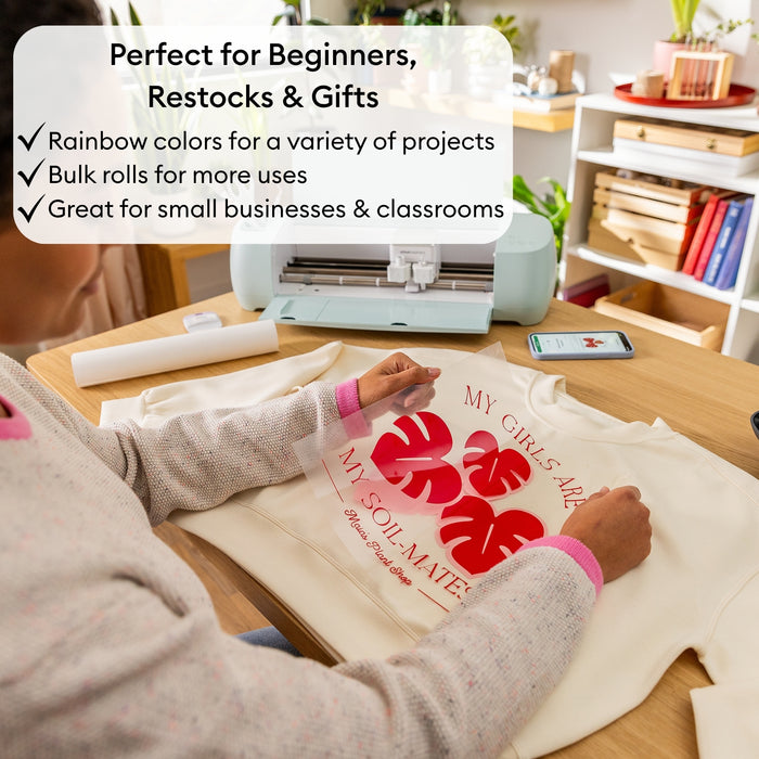 Cricut Premium Iron-On Rainbow HTV Bundle | Bulk Heat Transfer Vinyl Rolls for Shirts, Crafts & Gifts