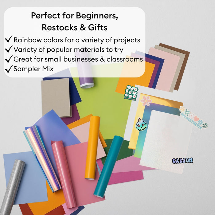 Cricut Ultimate All-in-One Materials & Accessories Bundle | Beginner Sampler Kit for Cricut Explore & Maker Machines with Vinyl, HTV, Stickers & Cards