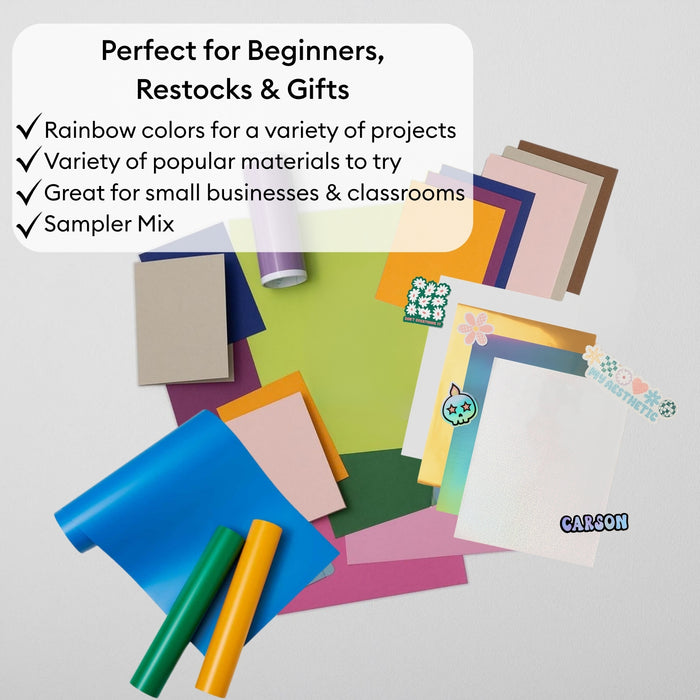 Cricut Joy Xtra Deluxe Starter Bundle | 45+ Piece Materials & Accessories Sampler Kit with Vinyl, HTV, Sticker Paper, Cards & Tools