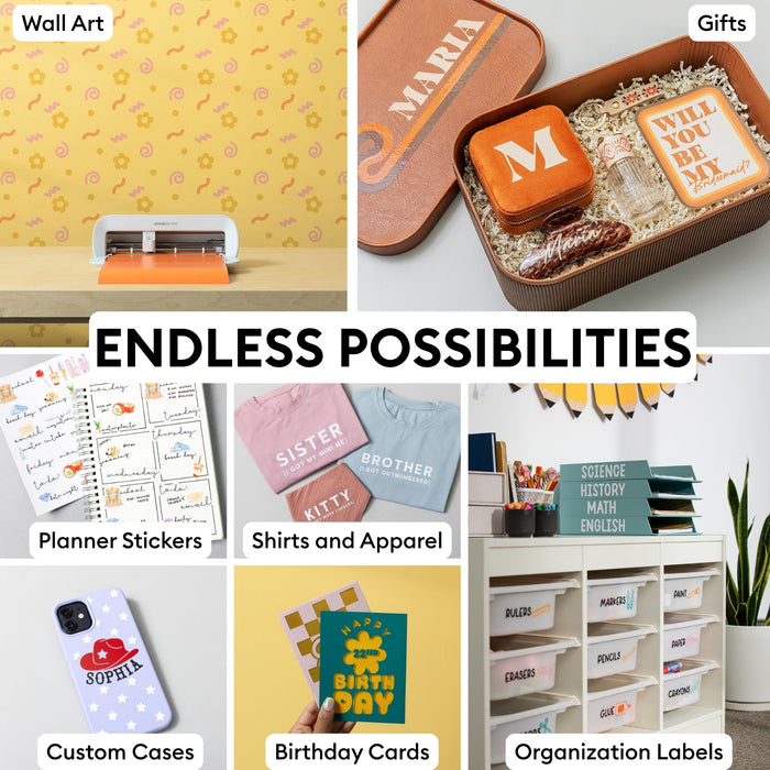 Cricut Joy Xtra Deluxe Starter Bundle | 45+ Piece Materials & Accessories Sampler Kit with Vinyl, HTV, Sticker Paper, Cards & Tools