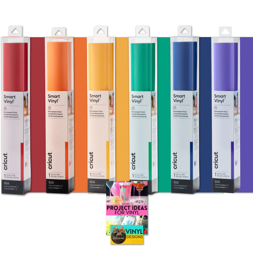 Cricut Smart Vinyl 12" x 3' Rainbow Adhesive Vinyl Rolls Bundle, 6 Count