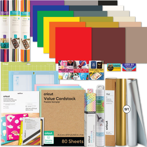 Cricut Ultimate Materials Bundle, Bulk Vinyl Rolls and Accessories for Cricut Explore Air & Maker, 150 Count