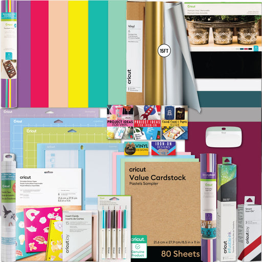 Cricut Ultimate Materials, 15ft Vinyl Rolls and Accessories Bundle for Cricut Explore Air & Maker, 150 Count