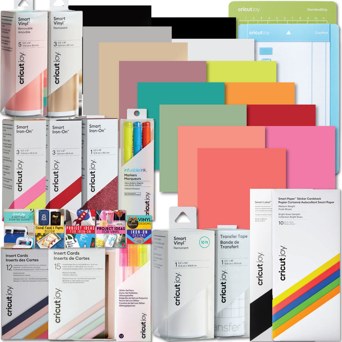 Cricut Ultimate All-in-One Vinyl Rolls, Materials and Accessories Bundle for Cricut Joy Die-Cut Machines