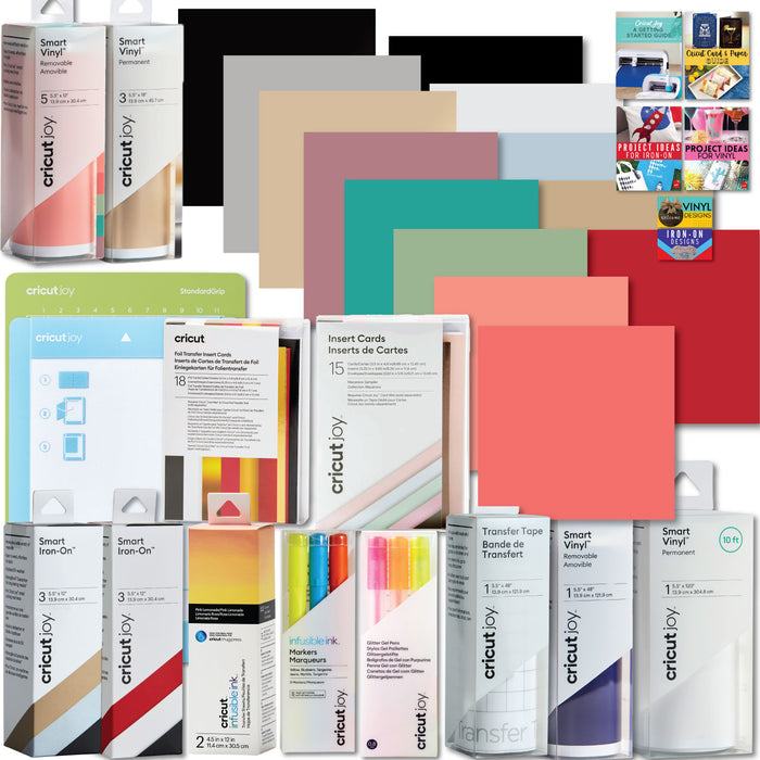 Cricut Ultimate All-in-One Vinyl Rolls, Materials and Accessories Bundle for Cricut Joy Die-Cut Machines