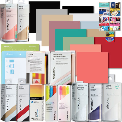 Cricut Ultimate All-in-One Vinyl Rolls, Materials and Accessories Bundle for Cricut Joy Die-Cut Machines